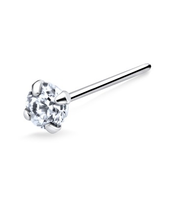 Round CZ Silver Straight Nose Stud NSKA-113-3